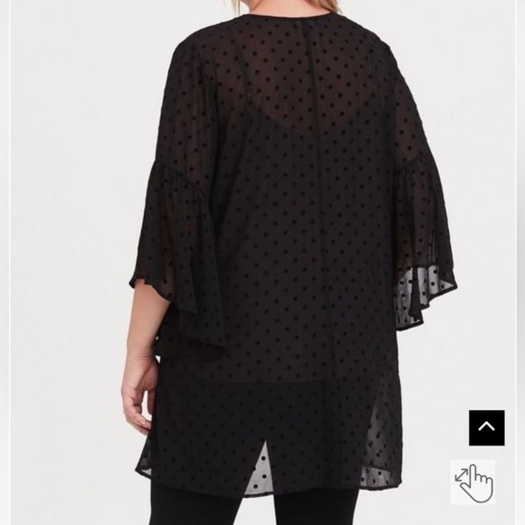 Torrid Black Dot Chiffon Kimono - Size 0 - Picture 3 of 7